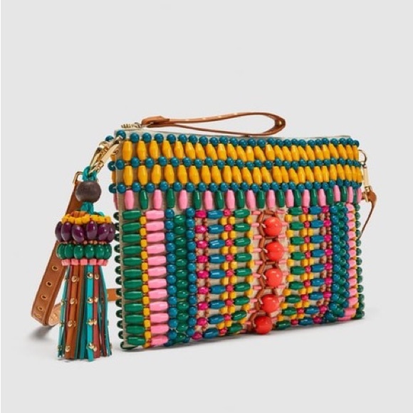 UNIQUE ZARA Multicolored Braided Clutch - Picture 3 of 5